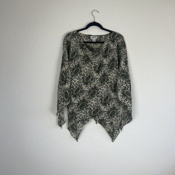 Vintage Magic Woman’s Tunic Paisley Green Bohemian Flared Sleeve Blouse Large - Picture 1 of 10